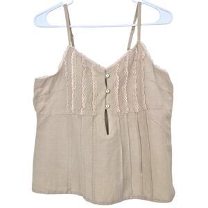 Vintage Sherry Taylor Y2K Babydoll Cami Top Size M Lace Festival Neutral